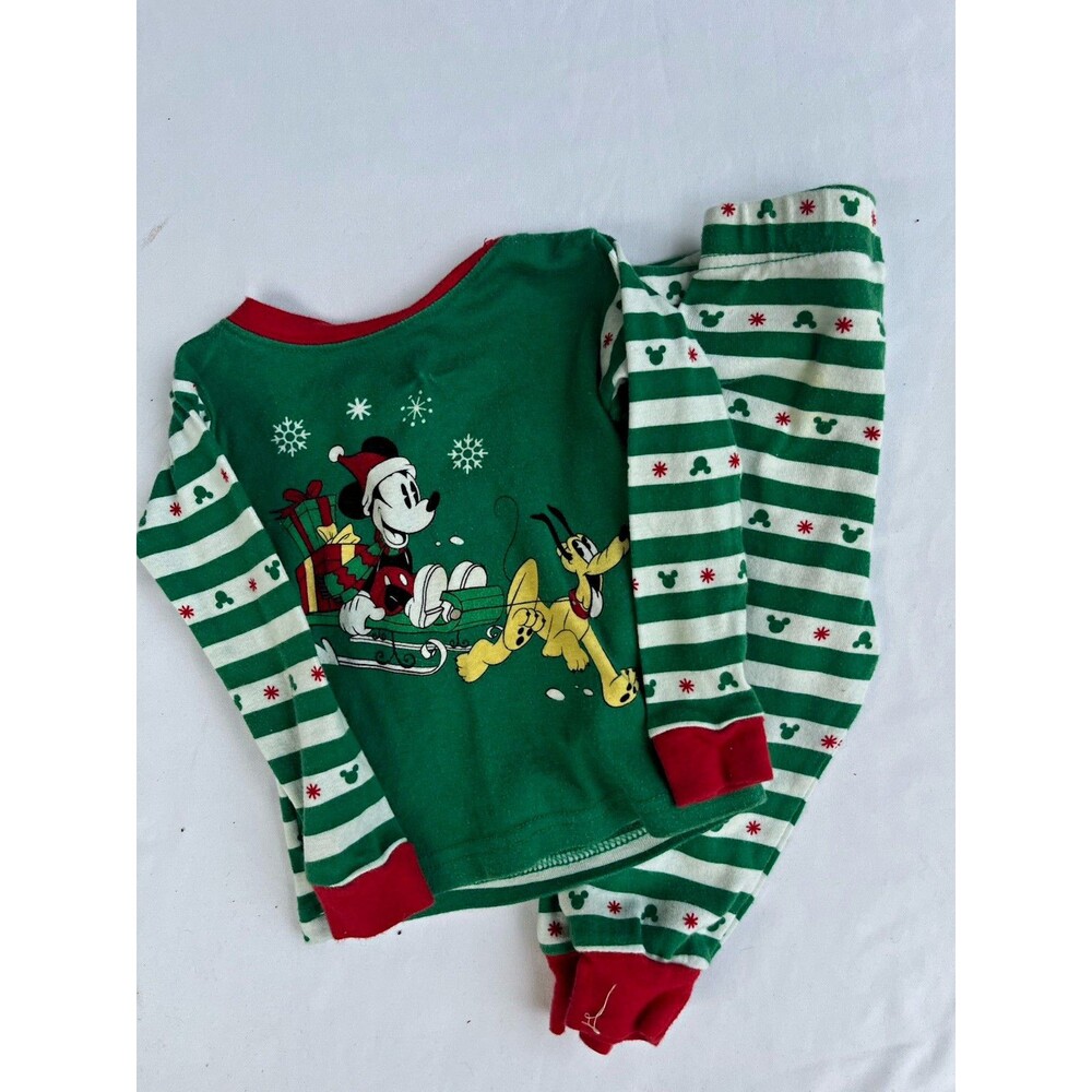 Disney Mickey Mouse & Pluto Christmas 2pc Snug Fit Cotton Pajama Set 12-18M